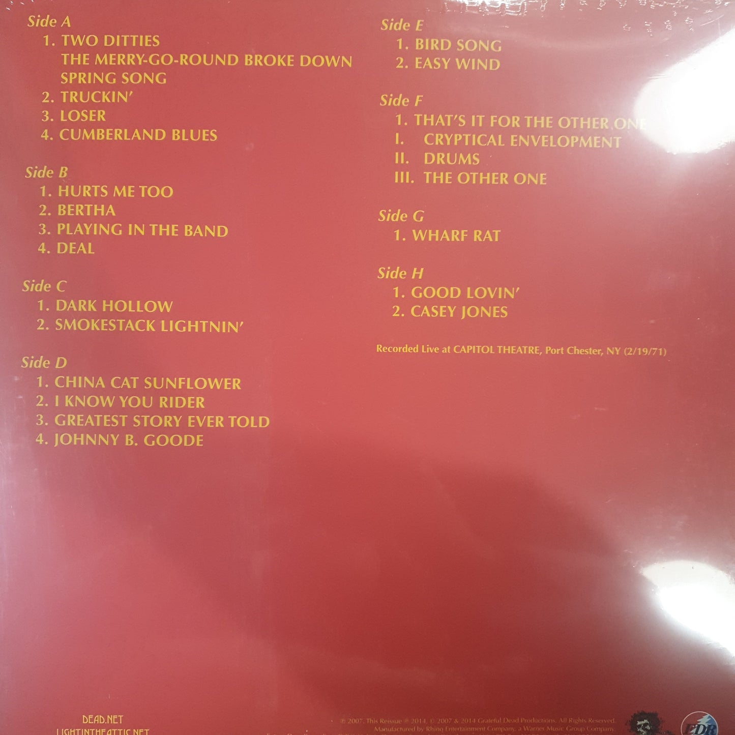 GRATEFUL DEAD - THREE FROM THE VAULT (4LP) VINYL SET